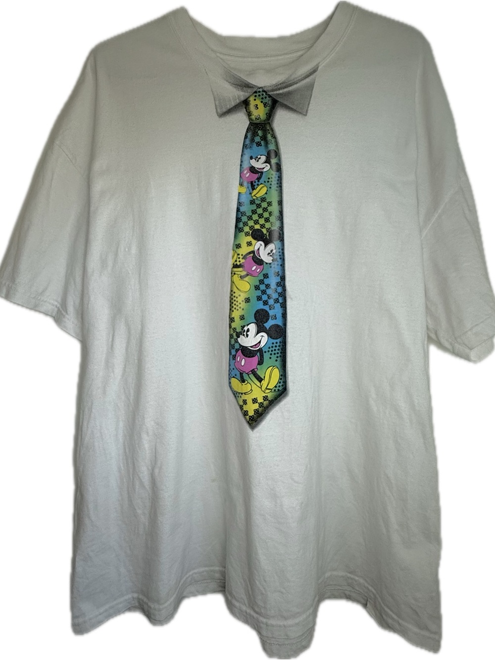 Disney Parks Y2K Hanes Mickey Mouse Tie Adult T-Shirt Size 2XL